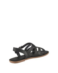 schwarze flache Sandalen aus Leder von Toms