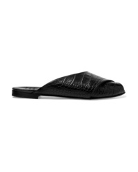 schwarze flache Sandalen aus Leder von Trademark