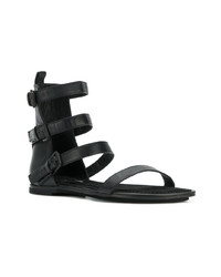 schwarze flache Sandalen aus Leder von Ann Demeulemeester