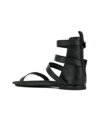 schwarze flache Sandalen aus Leder von Ann Demeulemeester