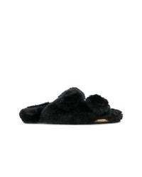 schwarze flache Sandalen aus Pelz von Suecomma Bonnie