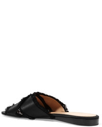 schwarze flache Sandalen aus Satin von Gianvito Rossi