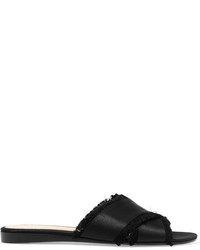 schwarze flache Sandalen aus Satin von Gianvito Rossi