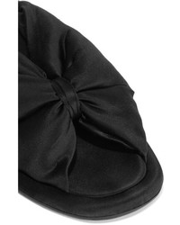 schwarze flache Sandalen aus Satin von Balenciaga