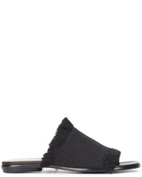 schwarze flache Sandalen aus Segeltuch von Proenza Schouler