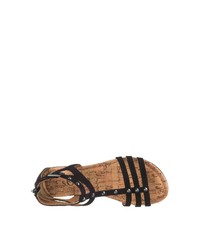 schwarze flache Sandalen aus Segeltuch von s.Oliver