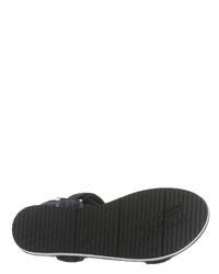 schwarze flache Sandalen aus Segeltuch von Tommy Jeans