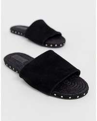schwarze flache Sandalen aus Wildleder von ASOS DESIGN