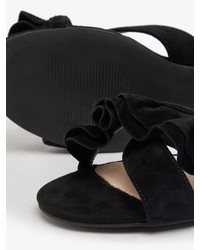 schwarze flache Sandalen aus Wildleder von Bianco