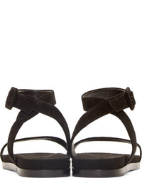 schwarze flache Sandalen aus Wildleder von Alexander Wang