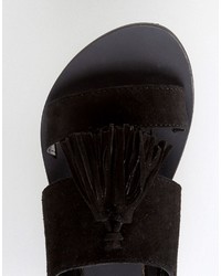 schwarze flache Sandalen aus Wildleder von Asos
