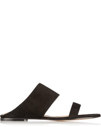 schwarze flache Sandalen aus Wildleder von Gianvito Rossi