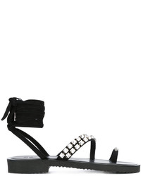 schwarze flache Sandalen aus Wildleder von Giuseppe Zanotti Design