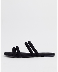 schwarze flache Sandalen aus Wildleder von Glamorous