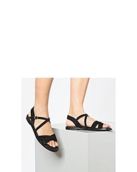 schwarze flache Sandalen aus Wildleder von Pavement