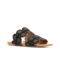 schwarze flache Sandalen aus Wildleder von See by Chloe