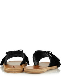 schwarze flache Sandalen aus Wildleder von Miu Miu