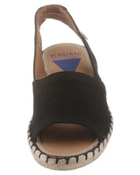 schwarze flache Sandalen aus Wildleder von VERBENAS
