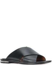 schwarze flache Sandalen mit geometrischem Muster von Givenchy