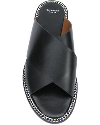 schwarze flache Sandalen mit geometrischem Muster von Givenchy