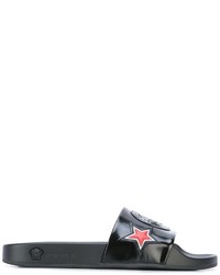 schwarze flache Sandalen mit Sternenmuster von Versace