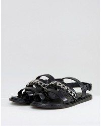 schwarze flache Sandalen von Pull&Bear