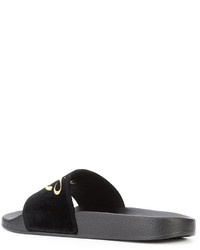 schwarze flache Sandalen von Dolce & Gabbana