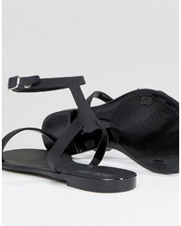 schwarze flache Sandalen von Asos