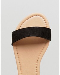 schwarze flache Sandalen von Asos