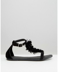 schwarze flache Sandalen von Asos