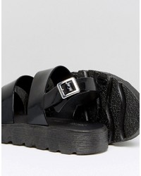 schwarze flache Sandalen von Asos