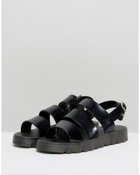 schwarze flache Sandalen von Asos