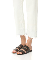 schwarze flache Sandalen von Rachel Zoe