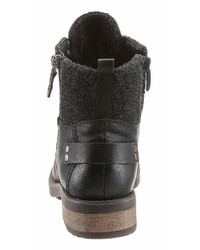schwarze flache Stiefel mit einer Schnürung aus Leder von Arizona