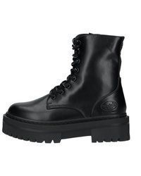 schwarze flache Stiefel mit einer Schnürung aus Leder von Dockers by Gerli