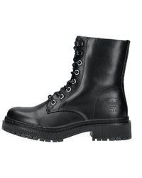 schwarze flache Stiefel mit einer Schnürung aus Leder von Dockers by Gerli