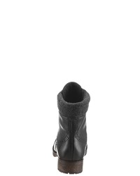 schwarze flache Stiefel mit einer Schnürung aus Leder von Eddie Bauer