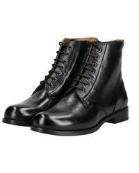 schwarze flache Stiefel mit einer Schnürung aus Leder von Everybody