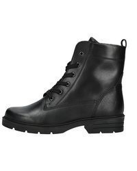 schwarze flache Stiefel mit einer Schnürung aus Leder von Gabor