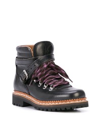 schwarze flache Stiefel mit einer Schnürung aus Leder von Tabitha Simmons
