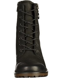 schwarze flache Stiefel mit einer Schnürung aus Leder von SPM