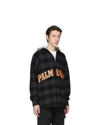 schwarze Flanell Shirtjacke mit Karomuster von Palm Angels