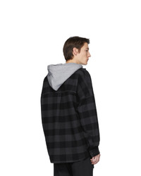 schwarze Flanell Shirtjacke mit Karomuster von Palm Angels