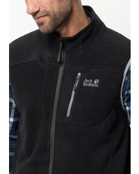 schwarze Fleece-ärmellose Jacke von Jack Wolfskin