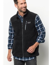 schwarze Fleece-ärmellose Jacke von Jack Wolfskin