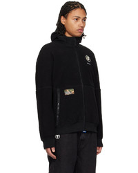 schwarze Fleece-Bomberjacke von AAPE BY A BATHING APE