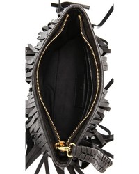 schwarze Leder Clutch mit Fransen von B-Low the Belt