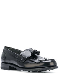 schwarze Leder Derby Schuhe mit Fransen von Church's