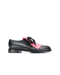 schwarze Leder Oxford Schuhe mit Fransen von Marni