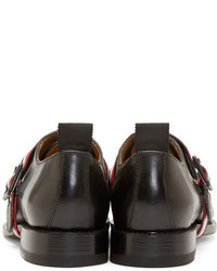 schwarze Leder Slipper mit Fransen von Thom Browne